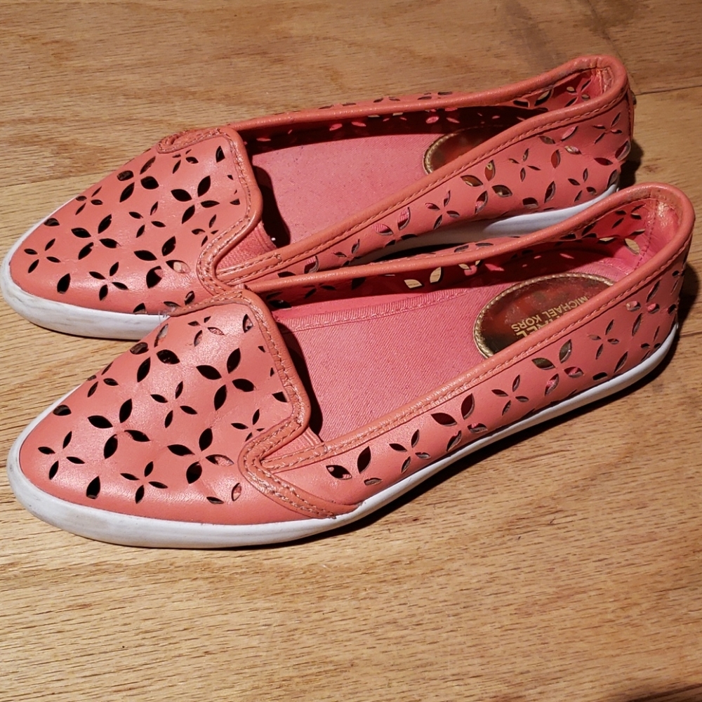 Michael Kors peach perforated flats